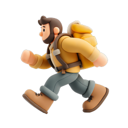3D Hiker Character with Backpack Icon