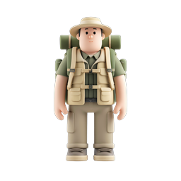 Hiker Explorer Character Icon - 3D Clay Adventure Design