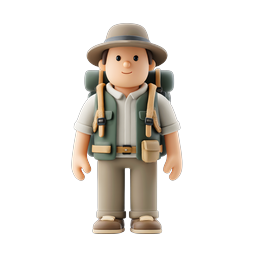 Friendly Hiker Explorer Character 3D Icon