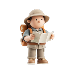 Cute Clay Hiker with Map 3D Icon