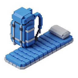 Isometric Hiking Backpack Icon - 3D Voxel Style