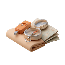 Hiking Exploration Gear Icon - Compass Map and Tools