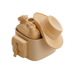 Hiking Water Bottle with Sun Hat 3D Icon