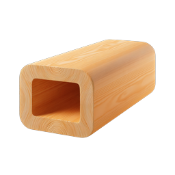 Hollow Wooden Beam Icon - 3D Realistic Timber Log