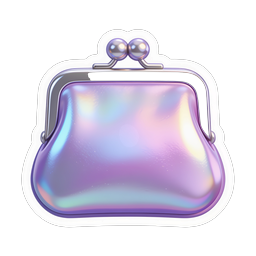 Holographic Coin Purse Icon | Iridescent 3D Render