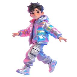 Holographic Jacket Boy 3D Character Icon