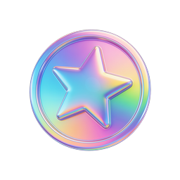 Holographic Star Badge Icon | Iridescent Rainbow Design