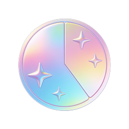 Holographic Star Circle Icon - Iridescent 3D Badge