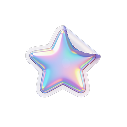 Holographic Star Icon - Iridescent 3D Sticker Design