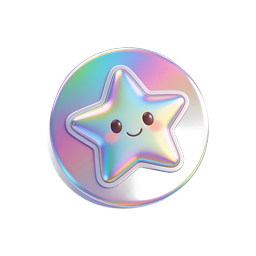 Holographic Kawaii Star Icon - Iridescent Rainbow 3D