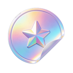 Holographic Star Sticker Icon | Iridescent 3D Render