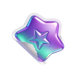 Holographic Star Sticker Icon - Iridescent 3D Badge