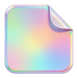 Holographic Rainbow Sticker Icon with Peeled Corner