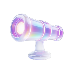 Holographic Telescope 3D Icon - Iridescent Glass Effect