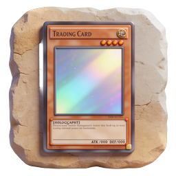 Holographic Trading Card 3D Icon on Stone
