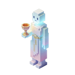 Holy Voxel Figure with Golden Chalice Icon