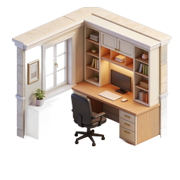 Cozy Home Office Isometric Workspace Icon