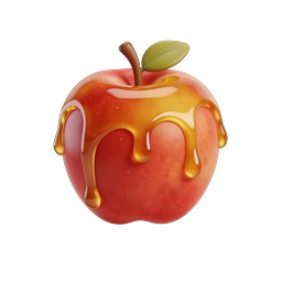 Honey Dipped Apple Icon - Glossy 3D Realistic Fruit