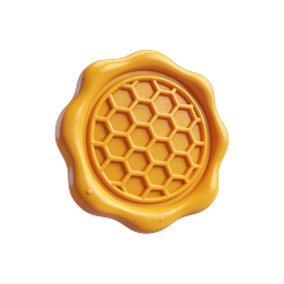 3D Honeycomb Blob Icon - Glossy Golden Design
