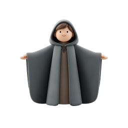 Hooded Cloak Character 3D Icon - Fantasy Figure Avatar