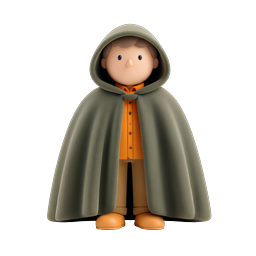 Hooded Cloak Character - 3D Clay Style Icon