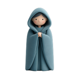 Hooded Cloak Character - Cute 3D Fantasy Figure Icon