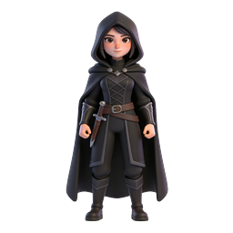 Hooded Female Warrior 3D Character Icon