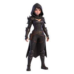 Hooded Female Warrior 3D Character Icon