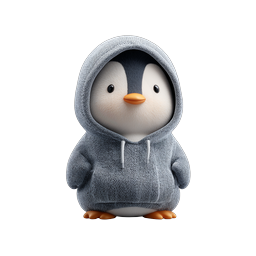 Cute Hooded Penguin Character Icon - Adorable 3D Render
