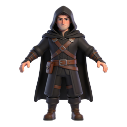 Hooded Rogue 3D Character Icon for Fantasy Games