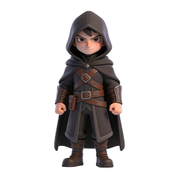 Stylized Hooded Warrior 3D Character Icon