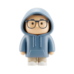 Cute Hoodie Nerd Character 3D Icon for Apps & Profiles