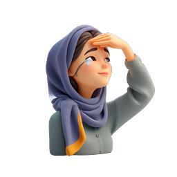 Biểu tượng nhân vật 3D người phụ nữ đeo hijab đầy hy vọng