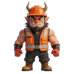 Horned Construction Worker 3D Character Icon