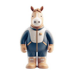 Cute Horse Astronaut 3D Clay Character Icon