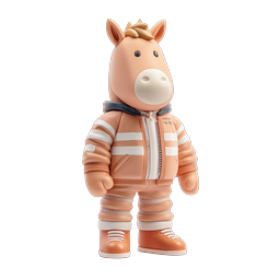 Cute 3D Horse Character Figure with Streetwear Outfit