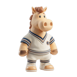 Cute Horse Character in Sweater - 3D Clay Style Icon