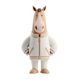 トラックスーツを着た可愛い馬の3Dキャラクターアイコン