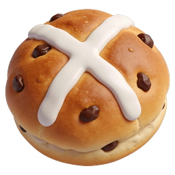 Hot Cross Bun Easter Pastry Icon - 3D Realistic Render