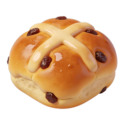 Biểu tượng Bánh Hot Cross Bun - Thực phẩm tiệm bánh 3D chân thực