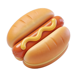 Hot Dog Icon - 3D Rendered Sausage with Mustard
