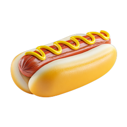 Realistic 3D Hot Dog with Mustard Icon