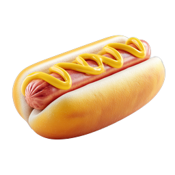Realistic 3D Hot Dog Icon with Mustard