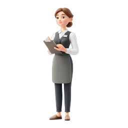 3D ホテル受付係キャラクターアイコン - 接客スタッフ