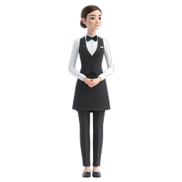 Biểu tượng nhân vật 3D lễ tân khách sạn chuyên nghiệp