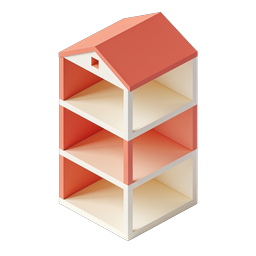 House Bookshelf Isometric Icon | Modern Storage Design