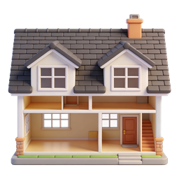 3D Cross-Section House Icon for Real Estate & Home Apps