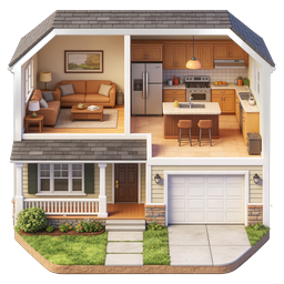 House Cross Section Cutaway Home Interior Icon