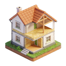 Isometric House Cross-Section 3D Icon | Architecture Visual