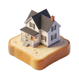 Biểu tượng 3D Isometric Ngôi nhà Kỳ ảo trên Miếng Phô mai